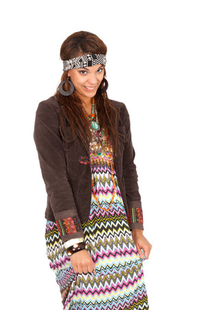 Beautiful hippie girl posingの写真素材