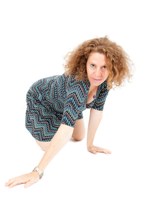 Beautiful young woman doing expressionの写真素材