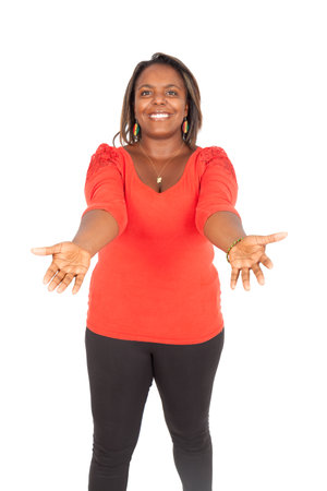 Beautiful black woman doing different expressions in different sets of clothesの写真素材