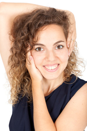 Beautiful Hispanic woman doing different expressions in different sets of clothes: portraitの写真素材