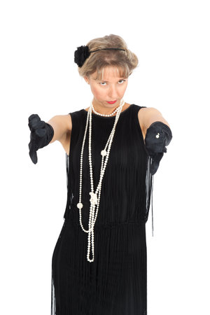 Beautiful businesswoman doing different expressions in different sets of clothes: thumbs down