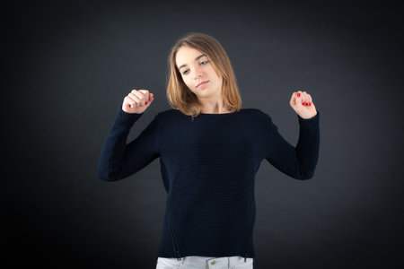 Beautiful woman doing different expressions in different sets of clothes: wake upの写真素材
