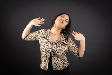 Beautiful woman doing different expressions in different sets of clothes: wake upの写真素材