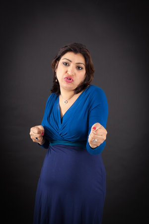 Beautiful woman doing different expressions in different sets of clothes: boxeの写真素材