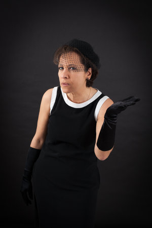 Beautiful woman doing different expressions in different sets of clothes: be careful