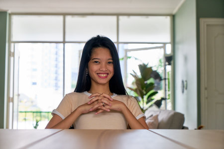Beautiful woman posing - portrait of smiling womanの写真素材