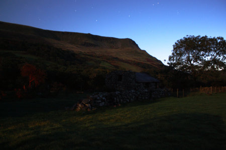 Dusk over a fieldの写真素材