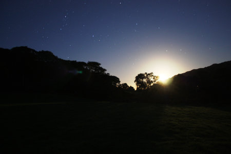 Moon rise over Cadair Idrisの写真素材