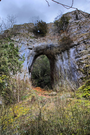 Cave in a cliffの写真素材