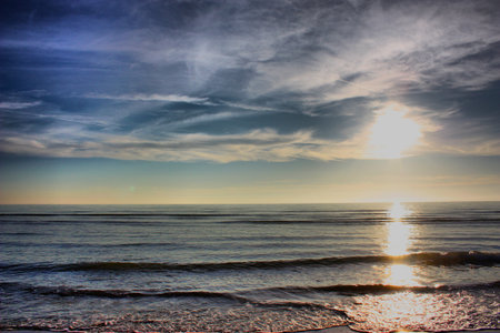 A beautiful sunset over the oceanの写真素材