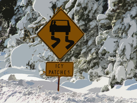 Icy patches road warning signのイラスト素材