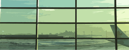 Wintry scene at Calgary airportのイラスト素材