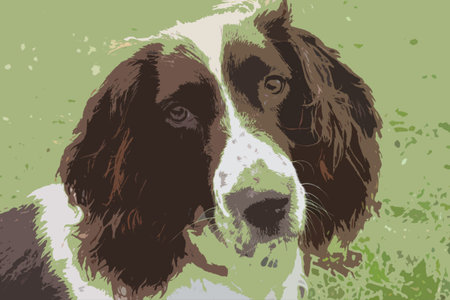 Working type english springer spaniel pet gundogのイラスト素材
