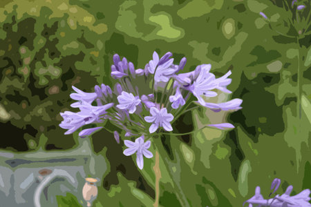 Beautiful blue purple flowersのイラスト素材