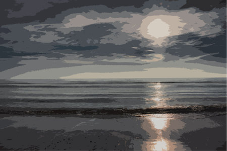Beautiful sunset over a sandy beachのイラスト素材