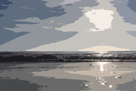 Beautiful sunset over a quiet calm oceanのイラスト素材