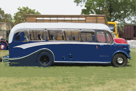 an old fashioned blue luxury coachのイラスト素材