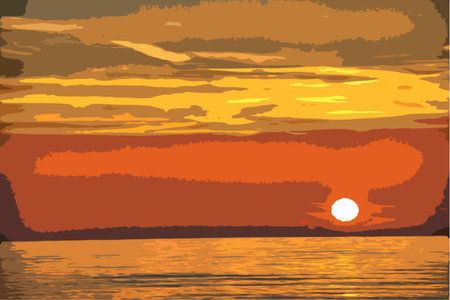 Beautiful sunset over a quiet calm oceanのイラスト素材