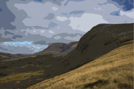 cadair idris mountain range in snowdoniaのイラスト素材