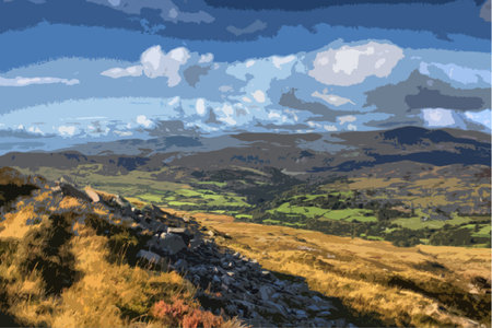 cadair idris mountain range in snowdoniaのイラスト素材