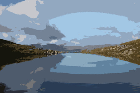 cadair idris mountain range in snowdoniaのイラスト素材