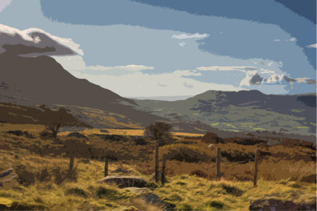 cadair idris mountain range in snowdoniaのイラスト素材