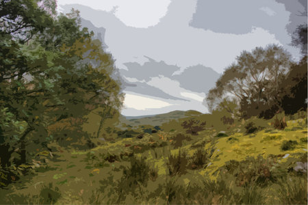 Snowdonia national park rural countryside sceneのイラスト素材