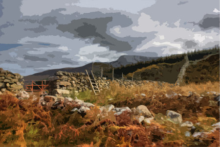 cadair idris mountain range in snowdoniaのイラスト素材