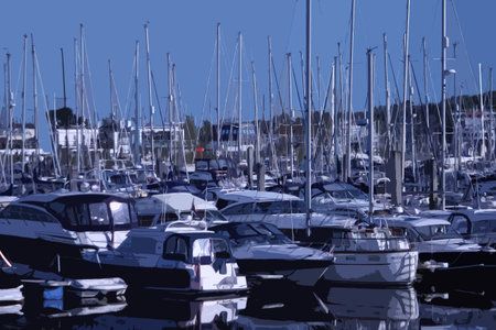 sailing and power boats moored in lymington marina