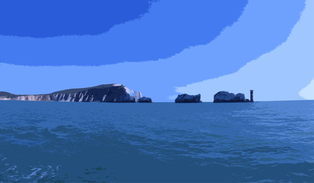 The red and white striped lighthouse at the needles in the solentのイラスト素材