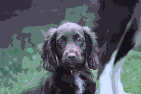 A very cute liver working cocker spaniel pet gundogのイラスト素材