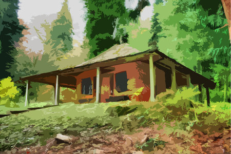 japanese house at batsford arboretumのイラスト素材