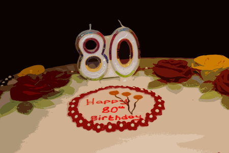 iced white 80th birthday cakeのイラスト素材