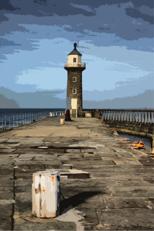 whitby east cliff pier warning navigation beaconのイラスト素材