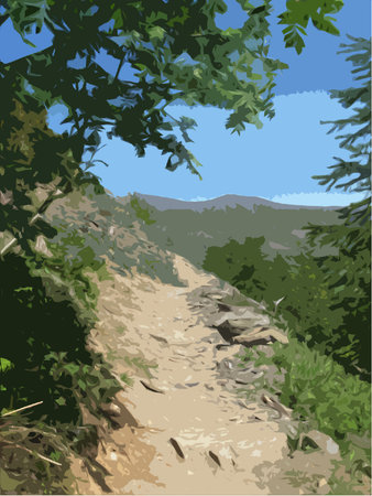 a rock covered path or trail on the side of a mountainのイラスト素材
