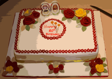 iced white 80th birthday cakeのイラスト素材