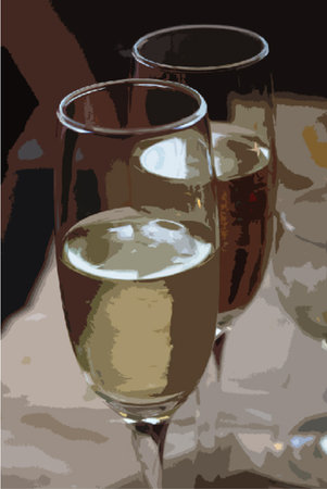 champagne flutes filled for a toastのイラスト素材