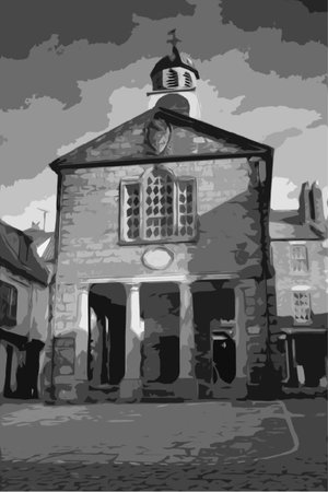 whitby market hall building in the market squareのイラスト素材