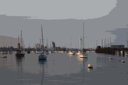 The tall white spinnaker tower overlooking portsmouth harbour in the solentのイラスト素材