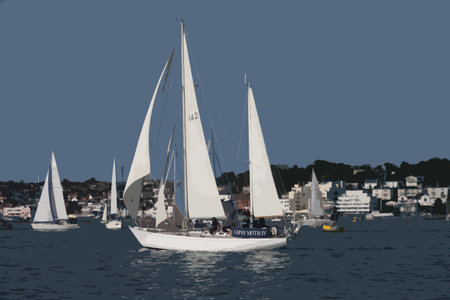 Gipsy Moth IV sailboat sailing on the solentのイラスト素材
