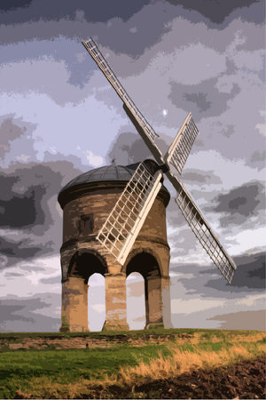 Chesterton Windmill at sunsetのイラスト素材