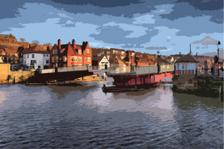 whitby swing bridge in open positionのイラスト素材