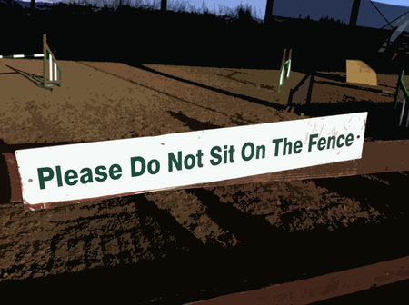 Please do not sit on the fence signのイラスト素材