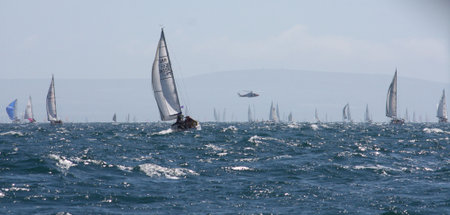Sailing boats at sea during the round the Island Raceのeditorial素材