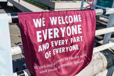 London, UK - April 19, 2019: Extinction Rebellion Protesters Flag on Waterloo Bridgeのeditorial素材
