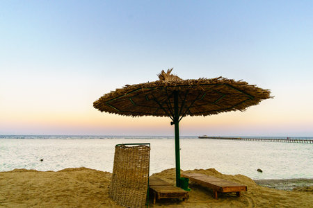 a beautiful sunset in sharm el sheikh egyptの写真素材