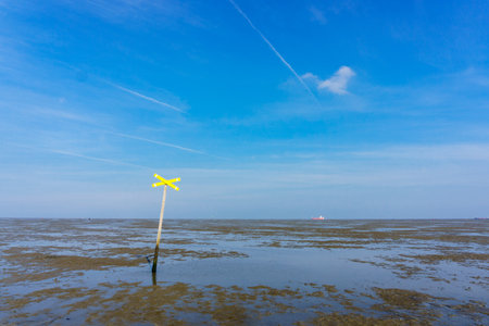 Ebb tide National park wadden sea Lower saxony Germany Europeの写真素材