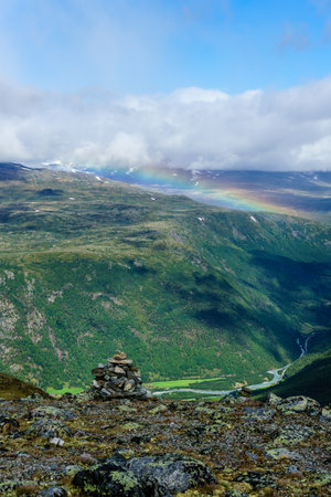 rainbow in the nature of norwayの写真素材