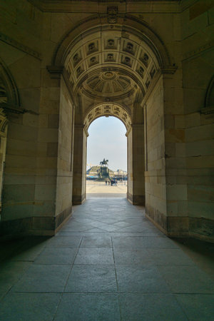 view from zwinger to kaiser otto in dresdenの写真素材