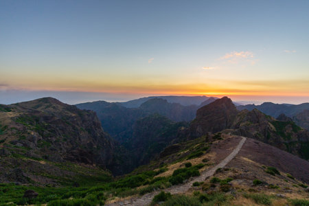 pico arieiro sunset on madeiraの写真素材
